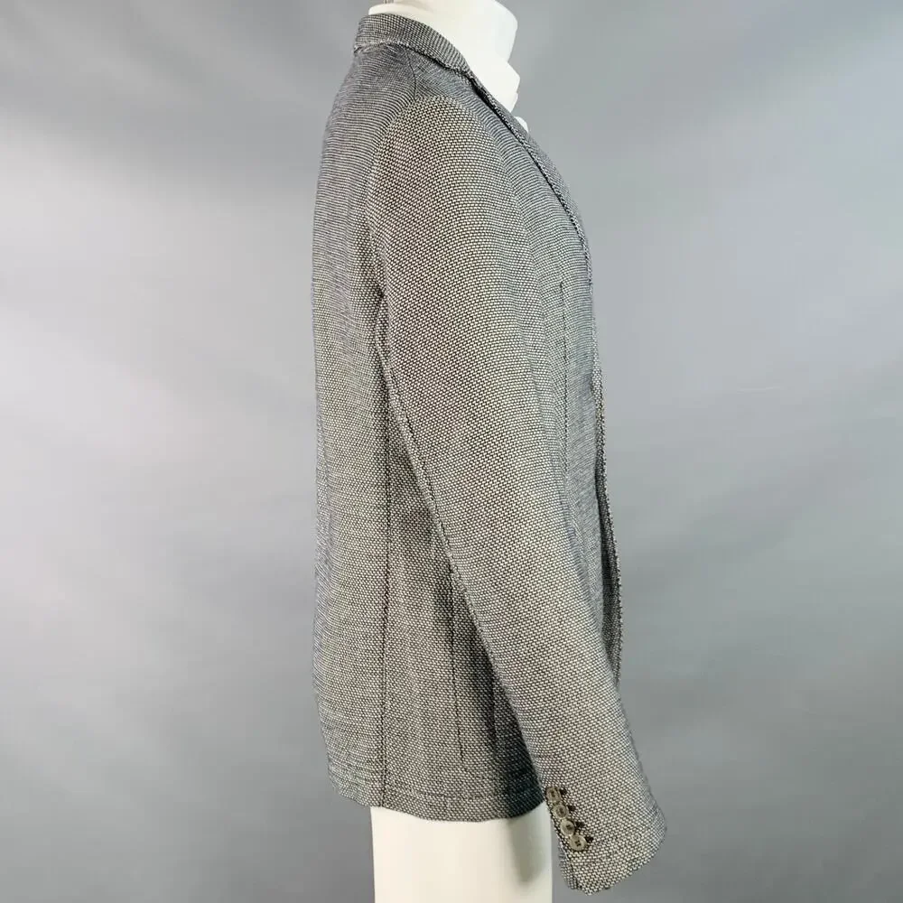 ARMANI COLLEZIONI Size 40 Black White Textured Polyester Blend Sport Coat